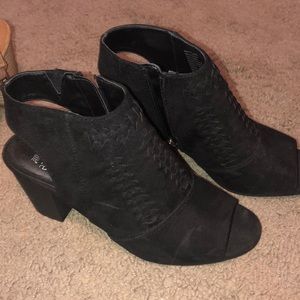Open toe, open ankle, black booties